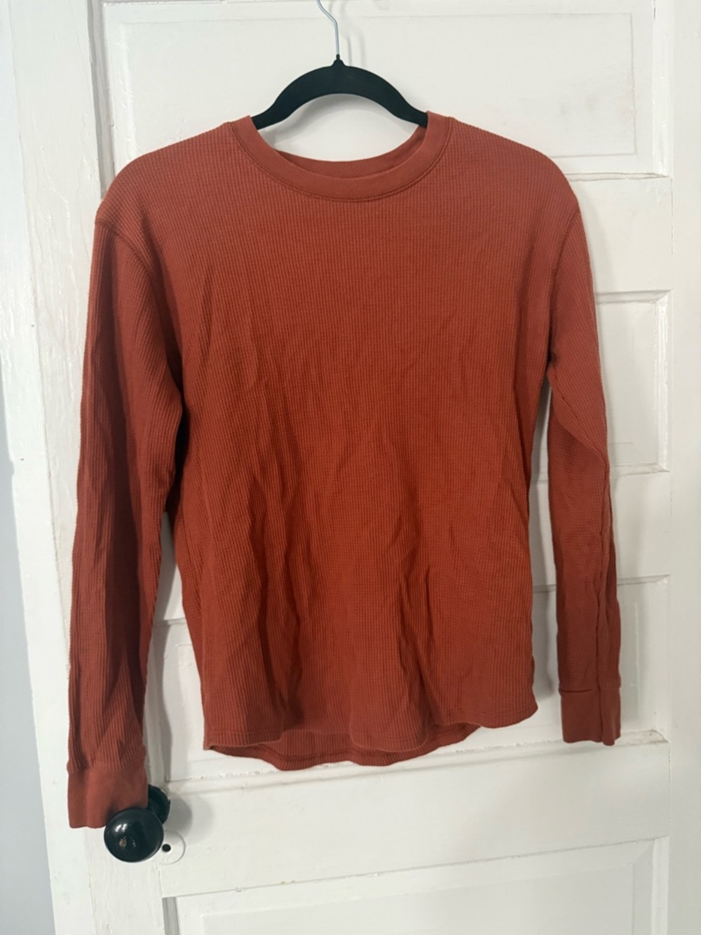 Time and Tru Men's Long-Sleeve Waffle Thermal Shirt - Rust Orange